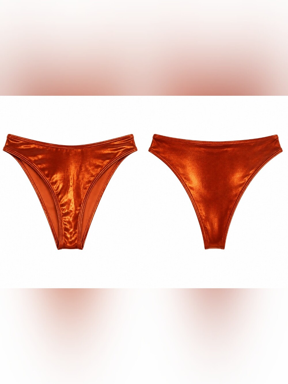 NWOT Wolf & Whistle Rust Metallic High Shine Cheeky Bikini Bottom 4 UT Longhorn